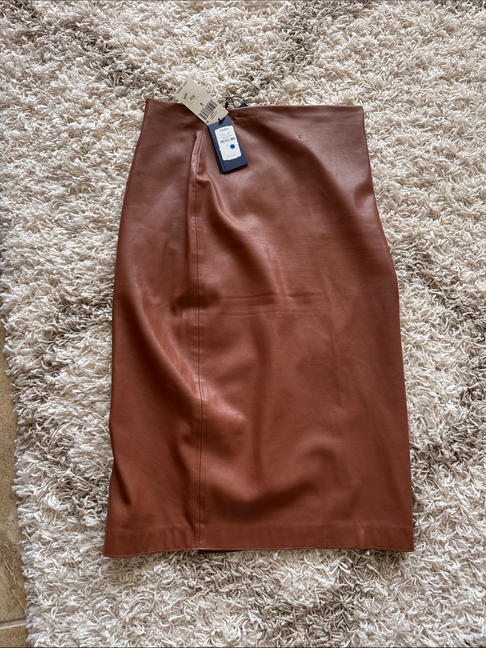 New! Polo by Ralph Lauren Brown Faux Leather Pencil Skirt